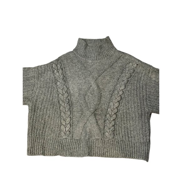 Elizabeth & James Women Medium Boxy Cable Knit Mock Neck Cropped Sweater 19"x19" - Picture 3 of 9